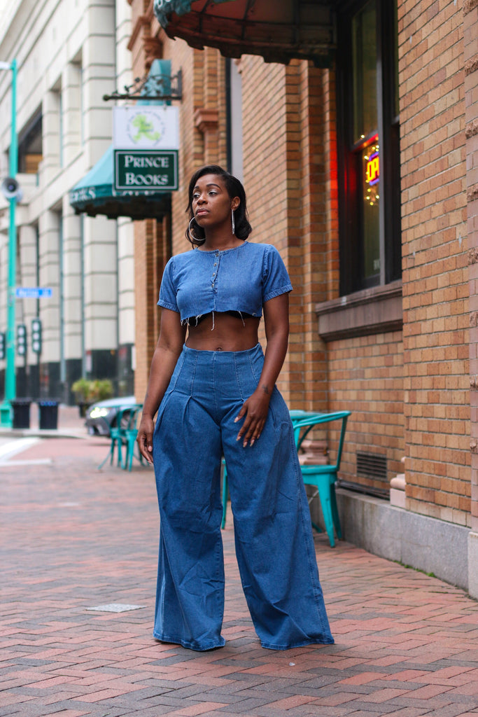 Stella Low-Rise Denim Palazzo Pants curated on LTK